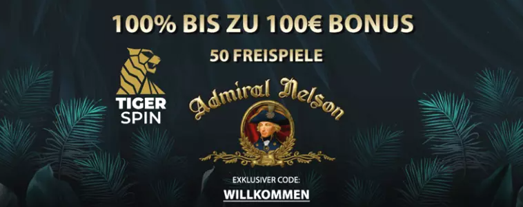 Übersicht des Willkommensbonus Angebots bei TigerSpin Casino